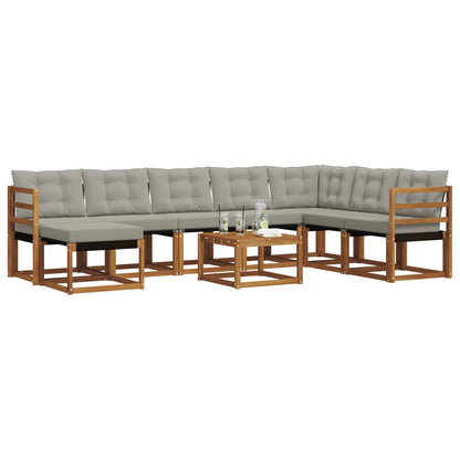 Set di divani da esterno 9 pcs Grigio Naturale e Chiaro | homemem39