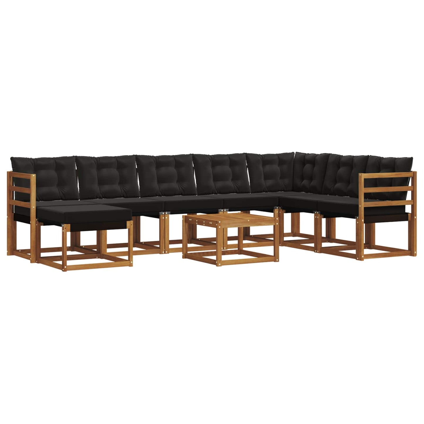 Set di divani da esterno con cuscino 9 pcs Naturale e Nero | homemem39