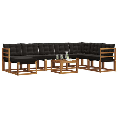 Set di divani da esterno con cuscino 9 pcs Naturale e Nero