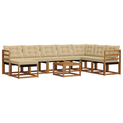 Set di divani da esterno con cuscino 9 pcs Naturale e Beige | homemem39