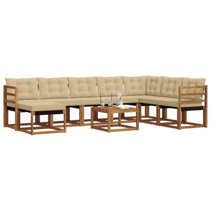 Set di divani da esterno con cuscino 9 pcs Naturale e Beige | homemem39