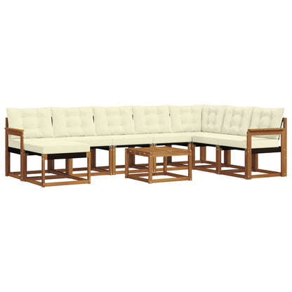 Set di divani da esterno con cuscino 9 pcs Naturale e Crema | homemem39