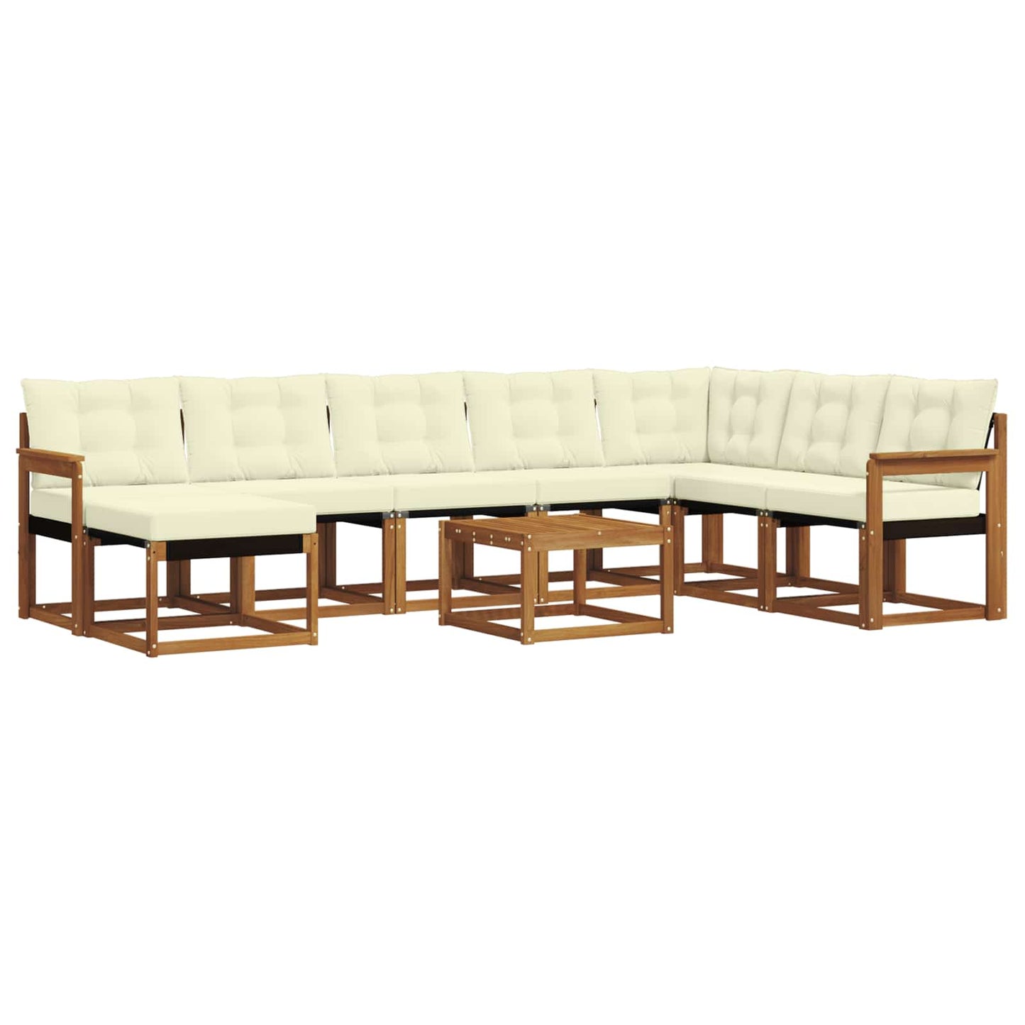 Set di divani da esterno con cuscino 9 pcs Naturale e Crema