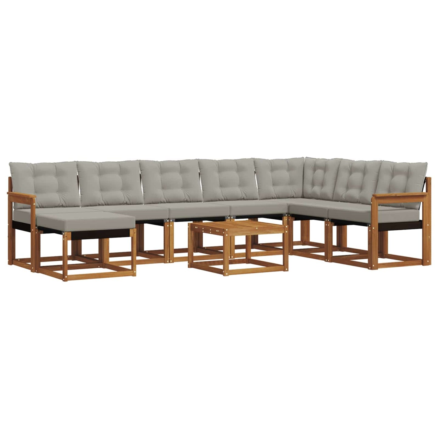 Set di divani da esterno 9 pcs Grigio Naturale e Chiaro
