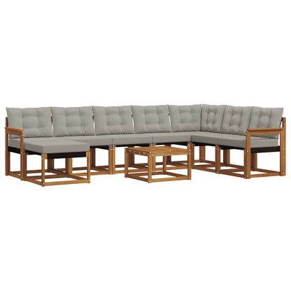 Set di divani da esterno 9 pcs Grigio Naturale e Chiaro