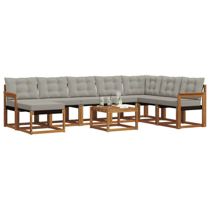 Set di divani da esterno 9 pcs Grigio Naturale e Chiaro | homemem39