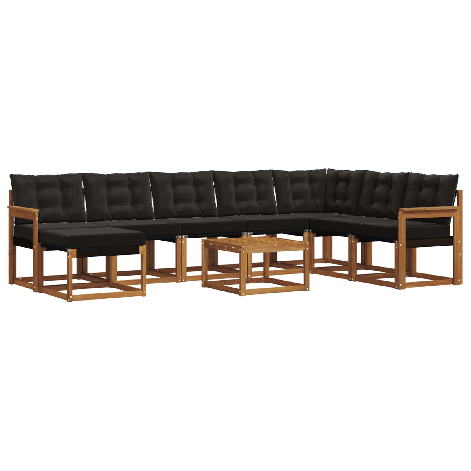 Set di divani da esterno con cuscino 9 pcs Naturale e Nero | homemem39
