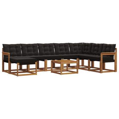 Set di divani da esterno con cuscino 9 pcs Naturale e Nero