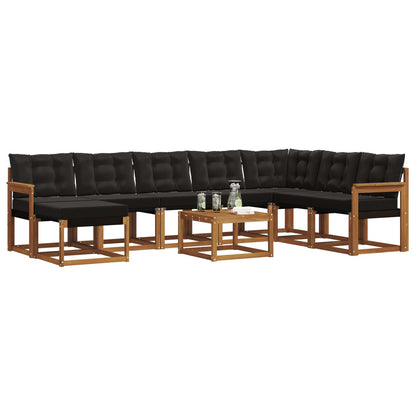 Set di divani da esterno con cuscino 9 pcs Naturale e Nero | homemem39