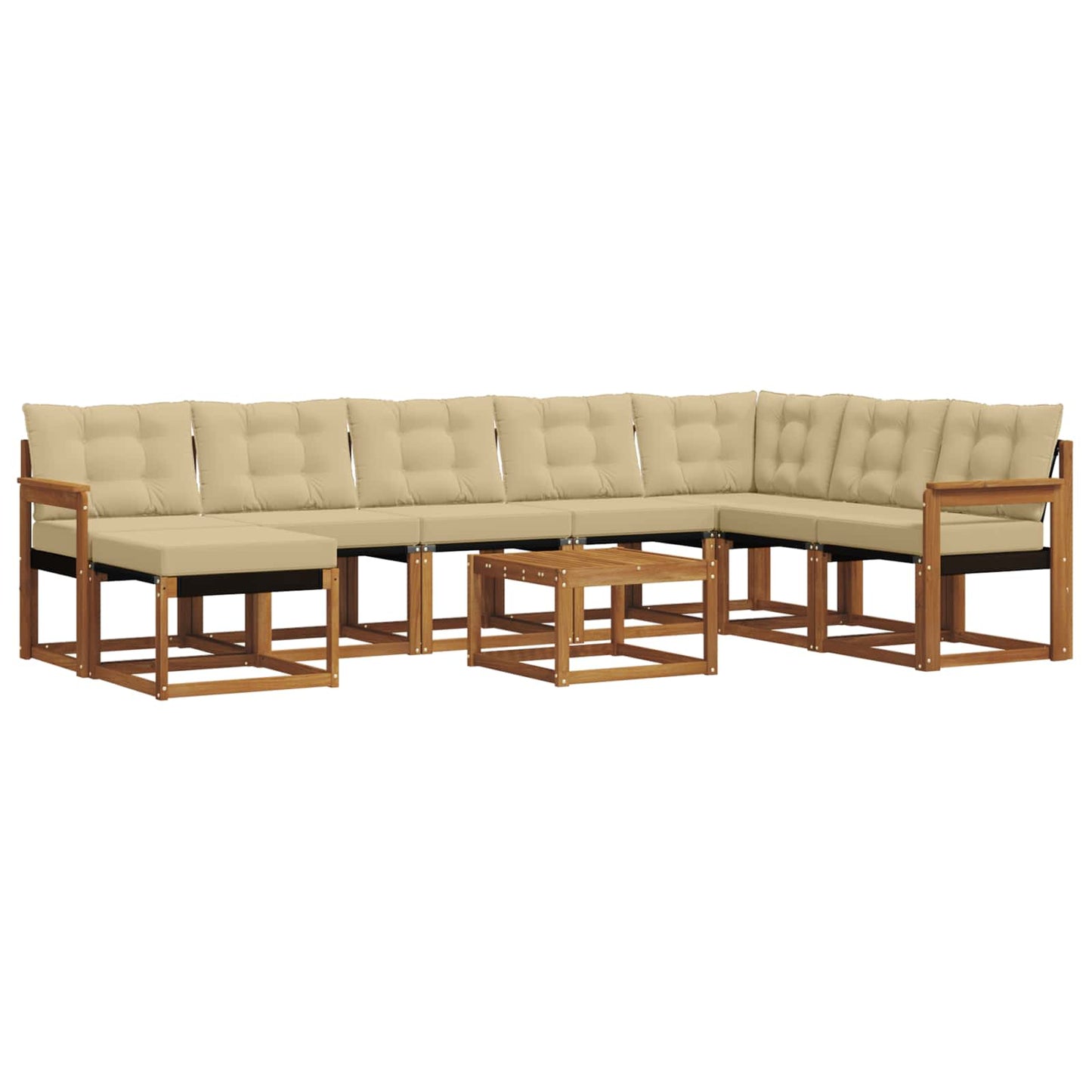 Set di divani da esterno con cuscino 9 pcs Naturale e Beige