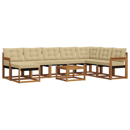 Set di divani da esterno con cuscino 9 pcs Naturale e Beige
