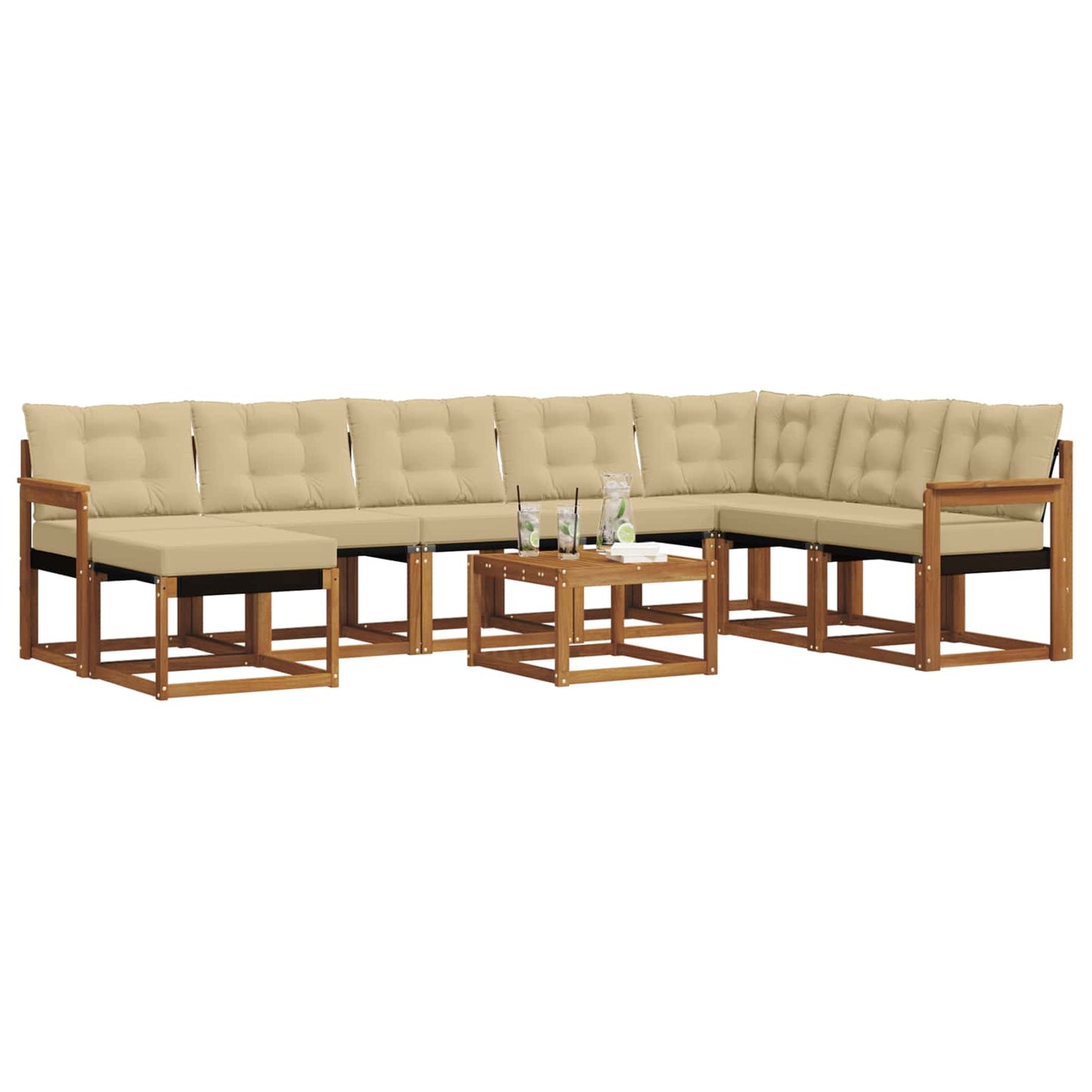 Set di divani da esterno con cuscino 9 pcs Naturale e Beige | homemem39