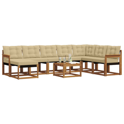 Set di divani da esterno con cuscino 9 pcs Naturale e Beige