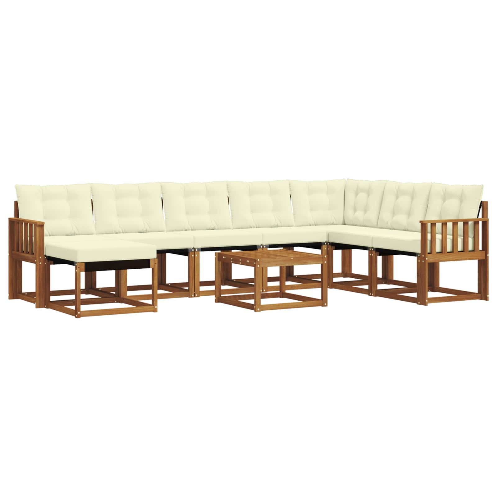 Set di divani da esterno con cuscino 9 pcs Naturale e Crema | homemem39