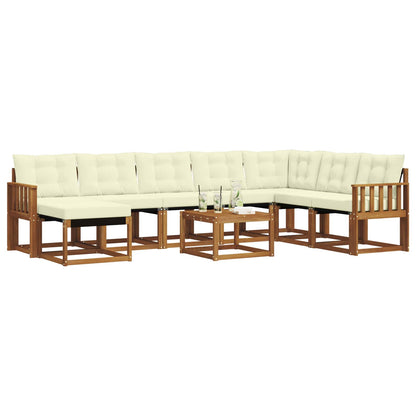 Set di divani da esterno con cuscino 9 pcs Naturale e Crema | homemem39