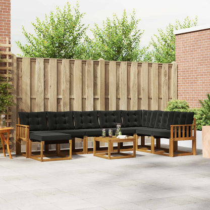 Set di divani da esterno con cuscino 9 pcs Naturale e Nero