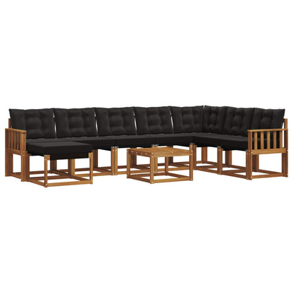 Set di divani da esterno con cuscino 9 pcs Naturale e Nero | homemem39