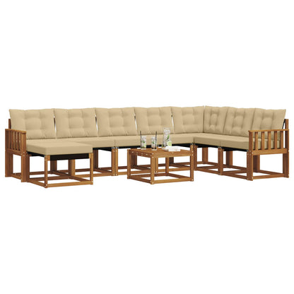 Set di divani da esterno con cuscino 9 pcs Naturale e Beige
