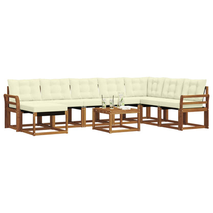 Set di divani da esterno con cuscino 9 pcs Naturale e Crema | homemem39