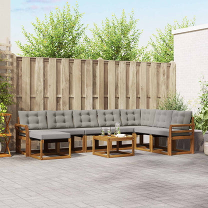 Set di divani da esterno 9 pcs Grigio Naturale e Chiaro