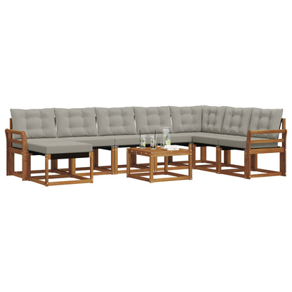 Set di divani da esterno 9 pcs Grigio Naturale e Chiaro | homemem39