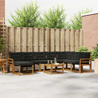 Set di divani da esterno con cuscino 9 pcs Naturale e Nero