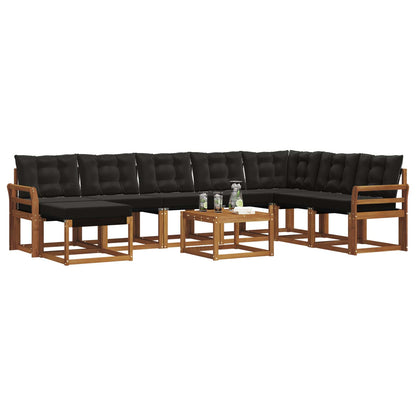 Set di divani da esterno con cuscino 9 pcs Naturale e Nero