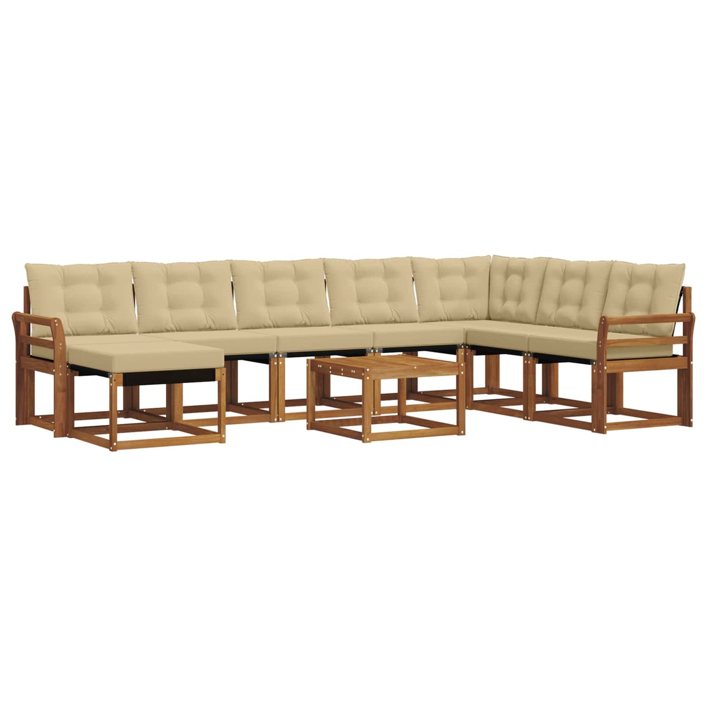 Set di divani da esterno con cuscino 9 pcs Naturale e Beige | homemem39