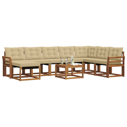 Set di divani da esterno con cuscino 9 pcs Naturale e Beige