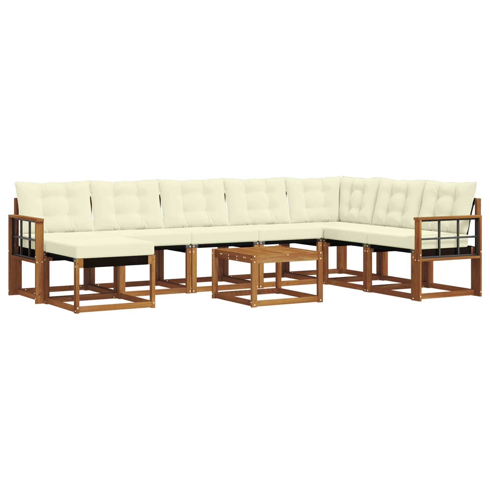 Set di divani da esterno con cuscino 9 pcs Naturale e Crema | homemem39