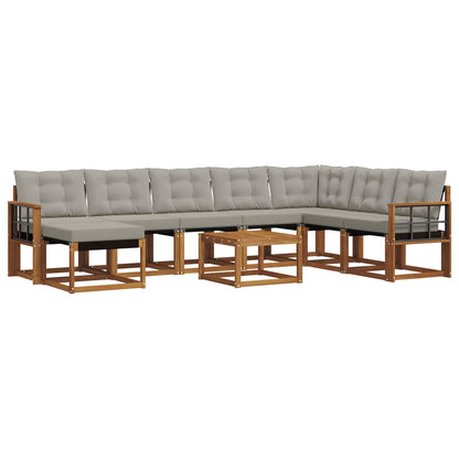 Set di divani da esterno 9 pcs Grigio Naturale e Chiaro | homemem39