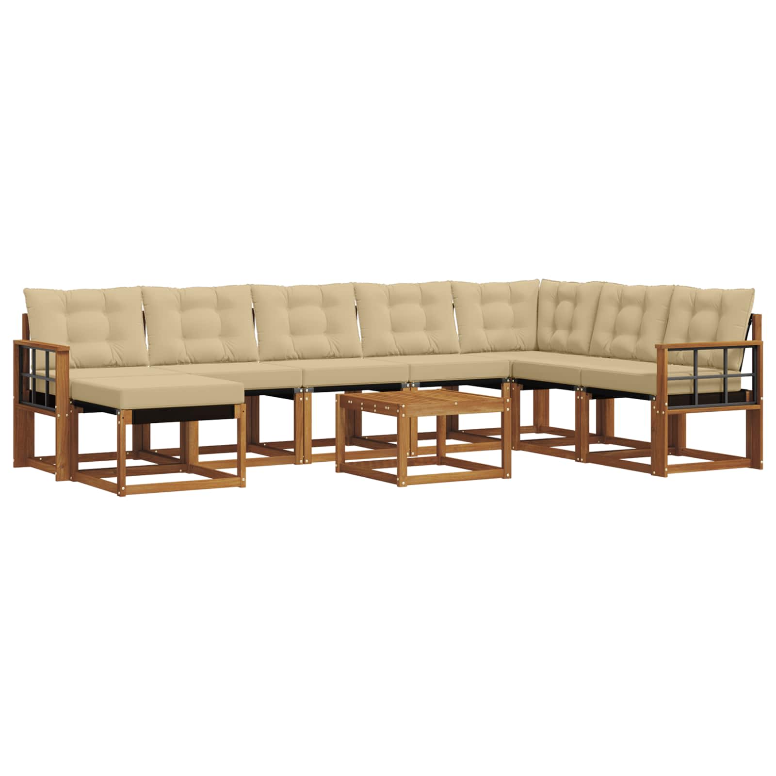 Set di divani da esterno con cuscino 9 pcs Naturale e Beige | homemem39