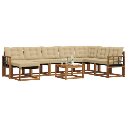 Set di divani da esterno con cuscino 9 pcs Naturale e Beige | homemem39
