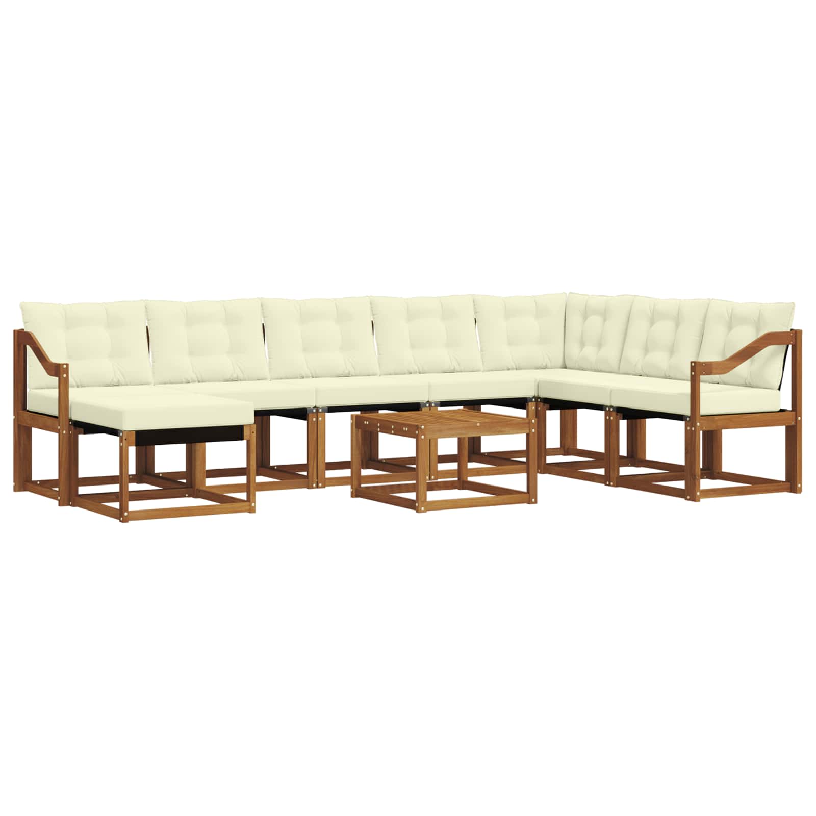 Set di divani da esterno con cuscino 9 pcs Naturale e Crema | homemem39