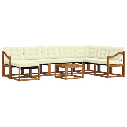 Set di divani da esterno con cuscino 9 pcs Naturale e Crema | homemem39