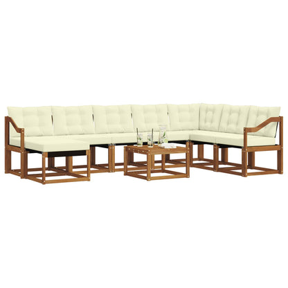 Set di divani da esterno con cuscino 9 pcs Naturale e Crema