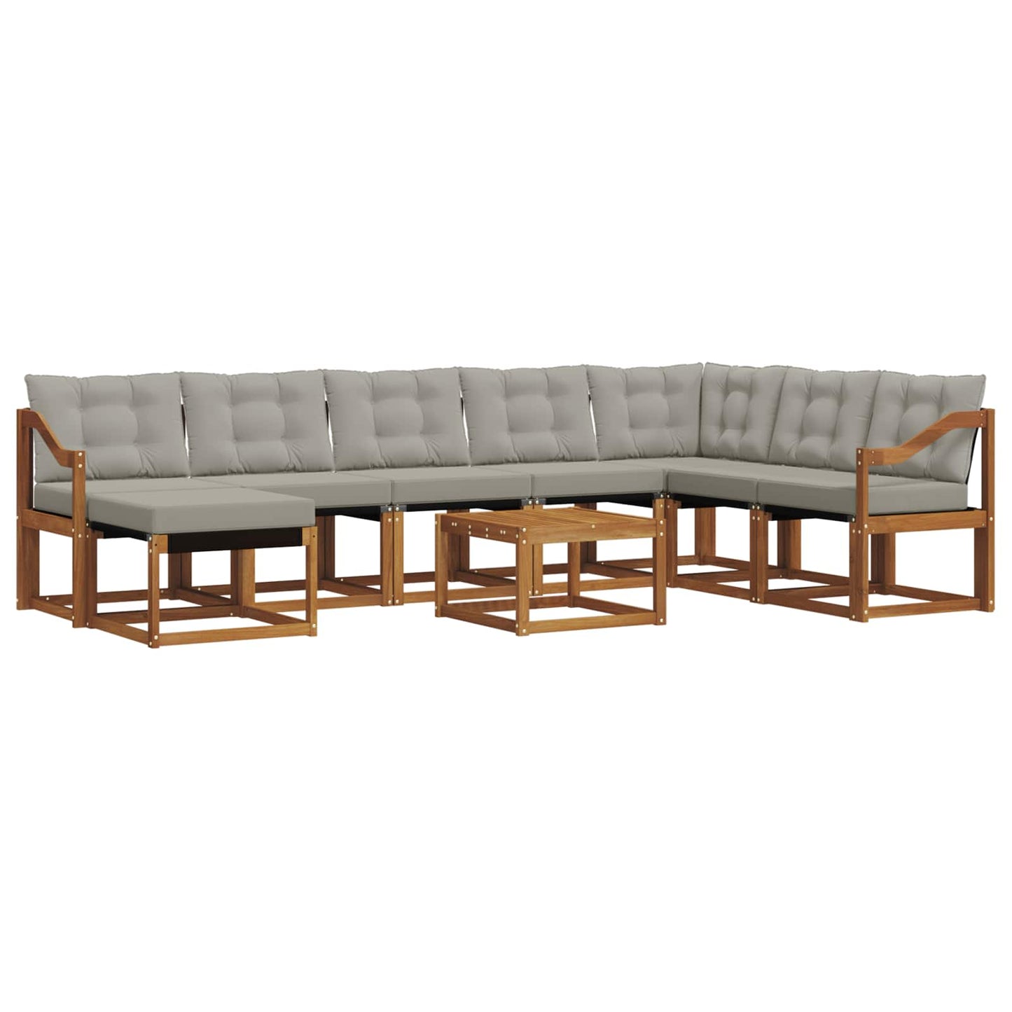 Set di divani da esterno 9 pcs Grigio Naturale e Chiaro | homemem39