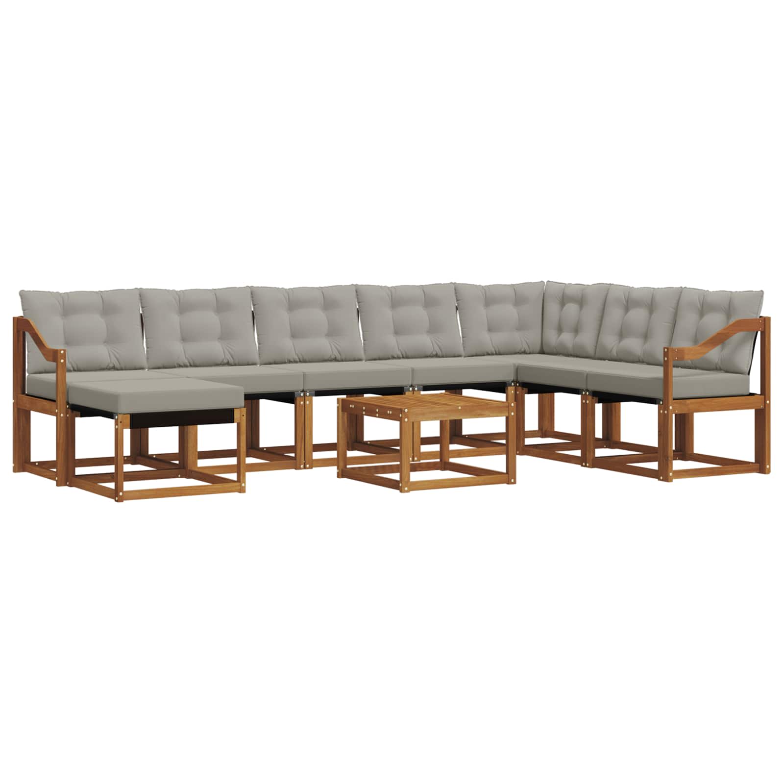 Set di divani da esterno 9 pcs Grigio Naturale e Chiaro | homemem39