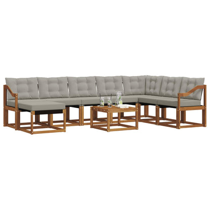 Set di divani da esterno 9 pcs Grigio Naturale e Chiaro | homemem39