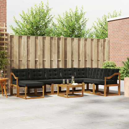 Set di divani da esterno con cuscino 9 pcs Naturale e Nero | homemem39