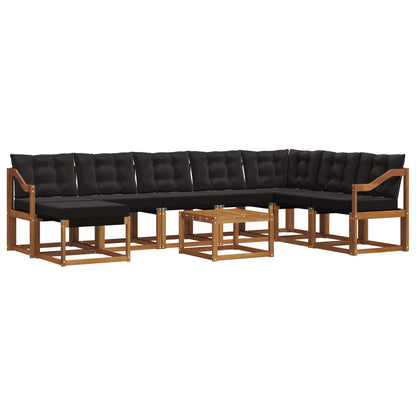 Set di divani da esterno con cuscino 9 pcs Naturale e Nero