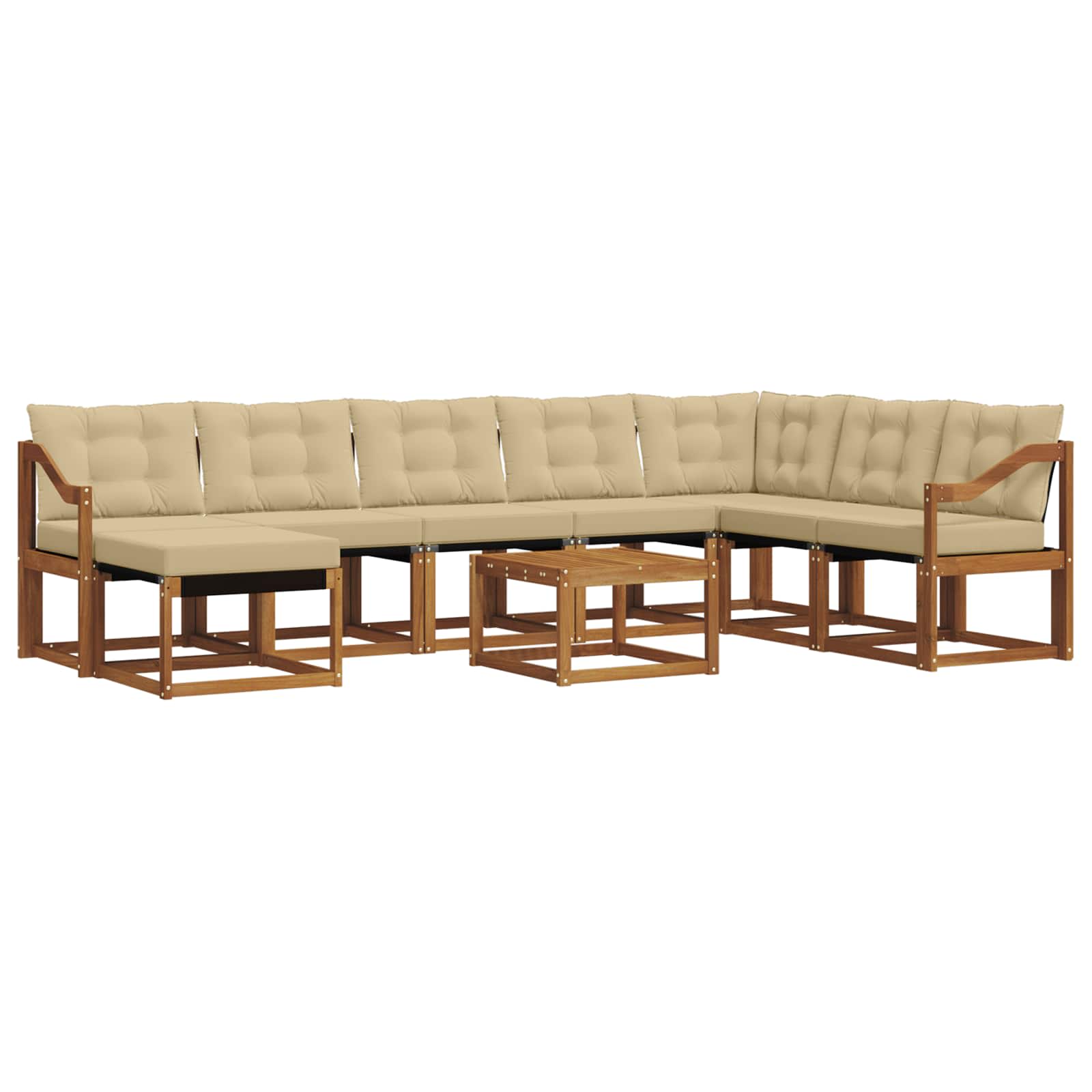 Set di divani da esterno con cuscino 9 pcs Naturale e Beige | homemem39