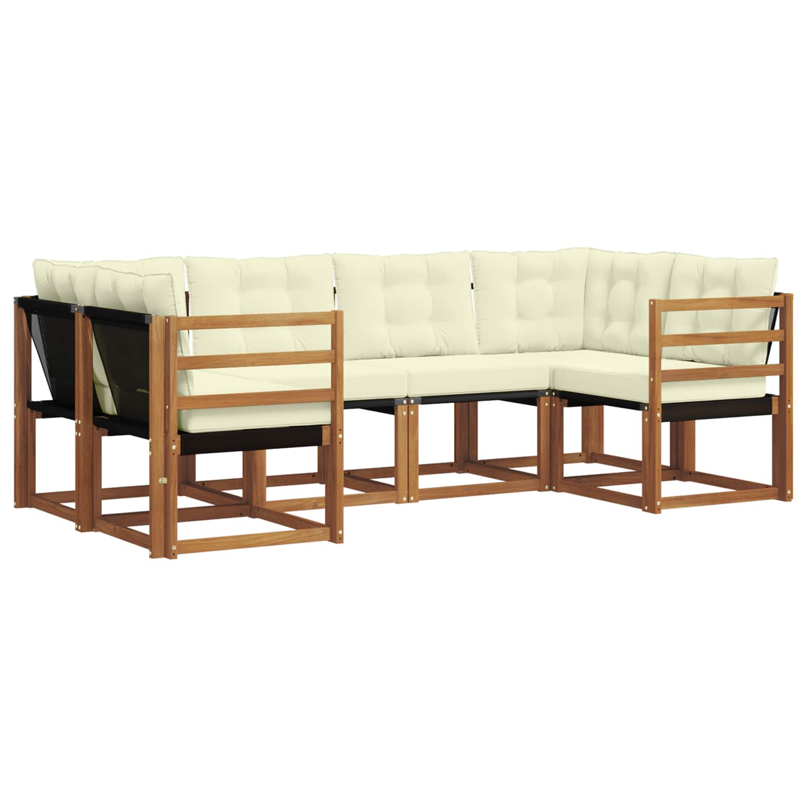 Set di divani da esterno con cuscino 6 pcs Naturale e Crema | homemem39