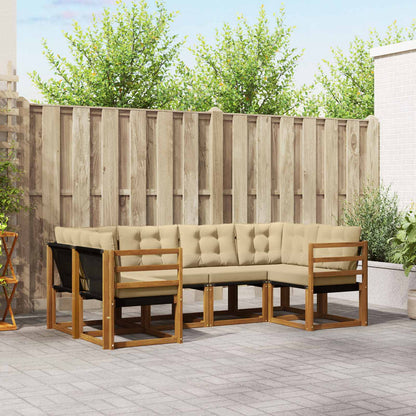 Set di divani da esterno con cuscino 6 pcs Naturale e Beige