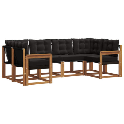 Set di divani da esterno con cuscino 6 pcs Naturale e Nero