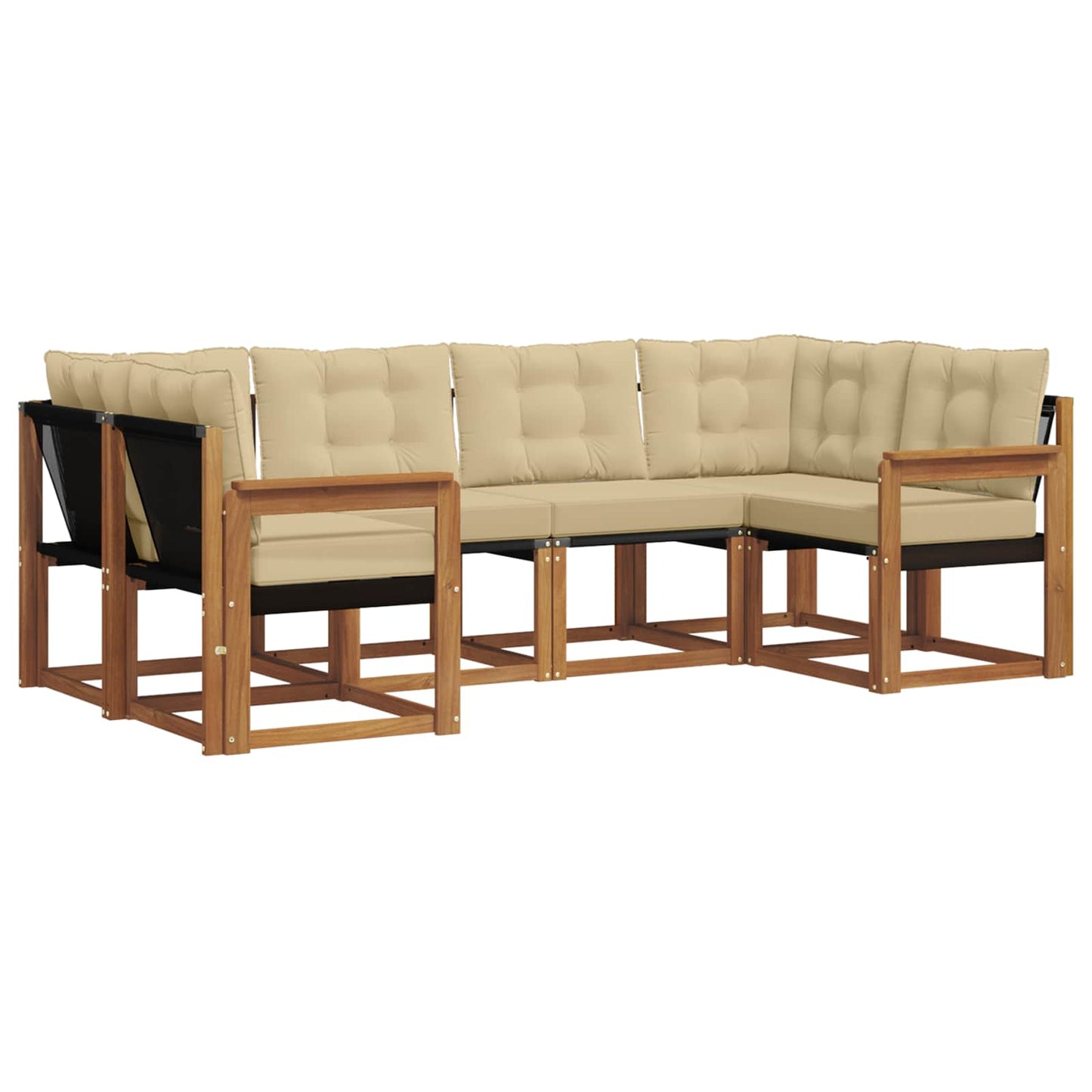 Set di divani da esterno con cuscino 6 pcs Naturale e Beige | homemem39