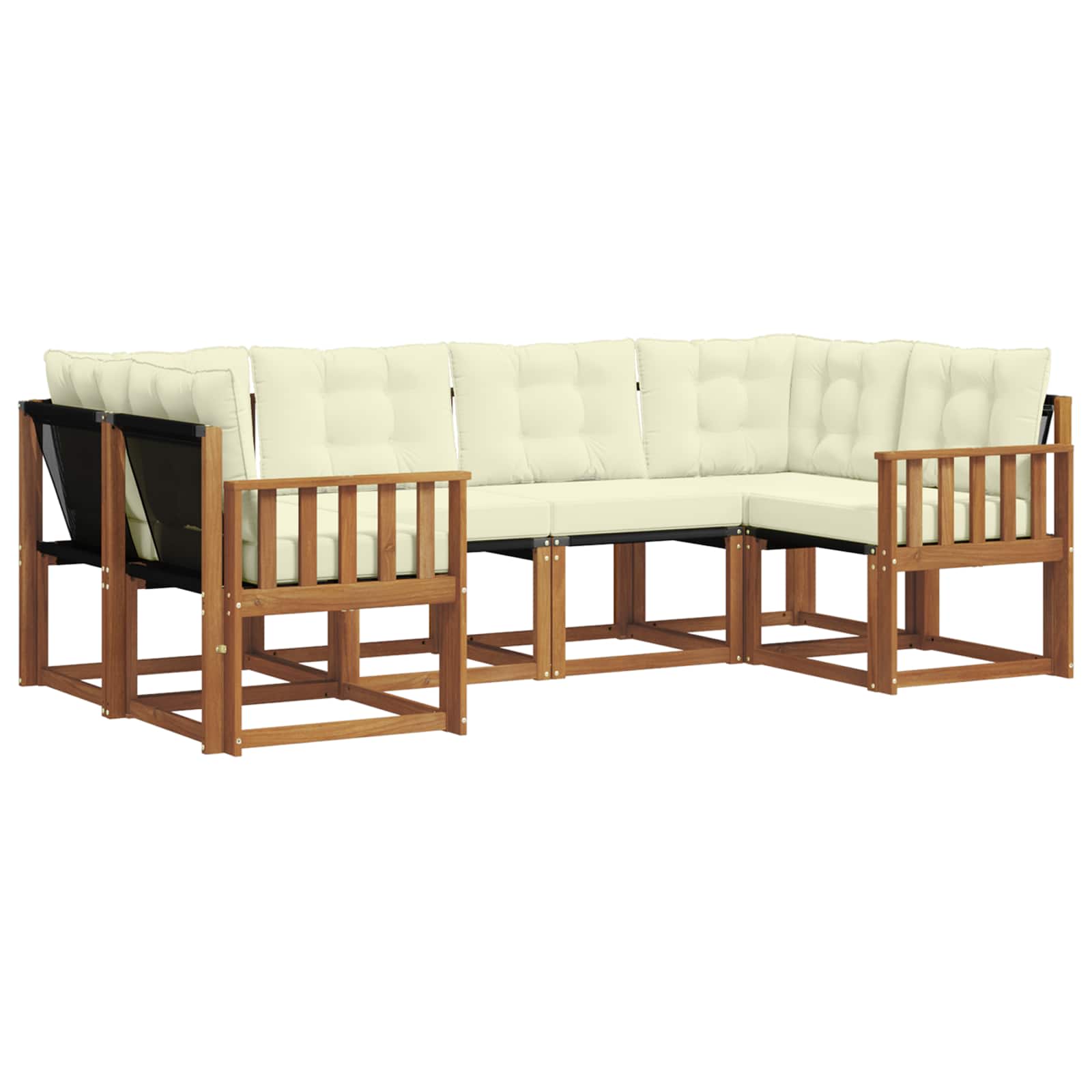 Set di divani da esterno con cuscino 6 pcs Naturale e Crema | homemem39