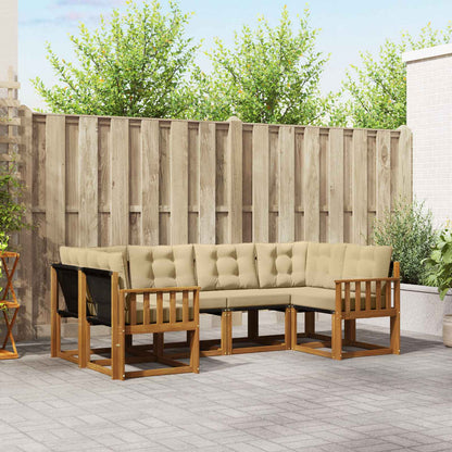 Set di divani da esterno con cuscino 6 pcs Naturale e Beige