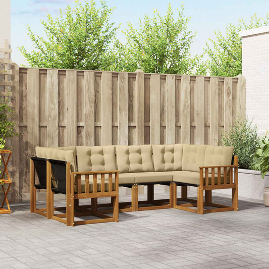 Set di divani da esterno con cuscino 6 pcs Naturale e Beige
