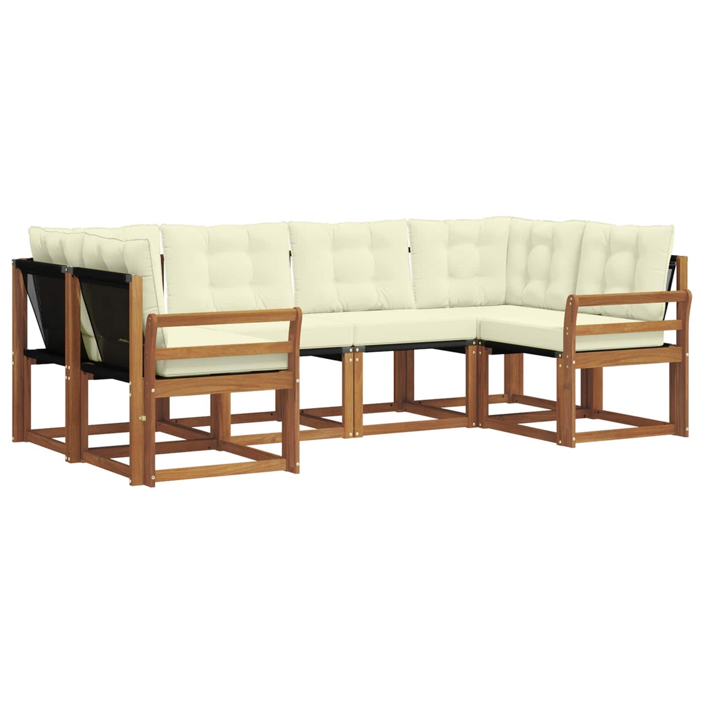 Set di divani da esterno con cuscino 6 pcs Naturale e Crema
